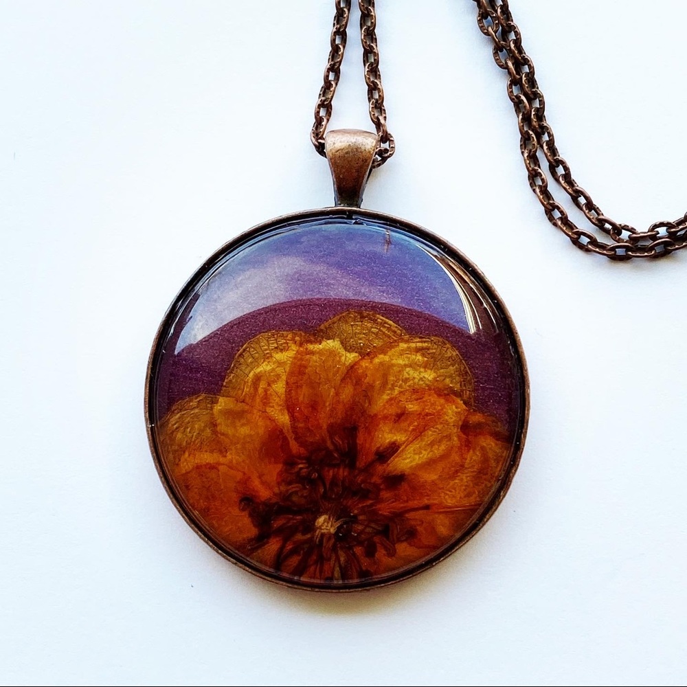 Real Pressed Flower Statement Necklace